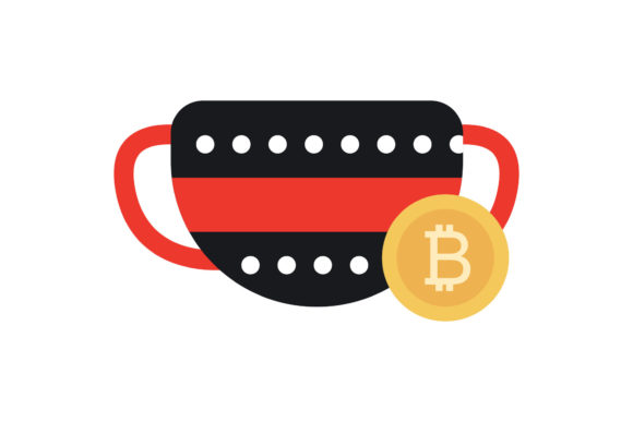 Bitcoin Icon Red Cup with Stripes Design