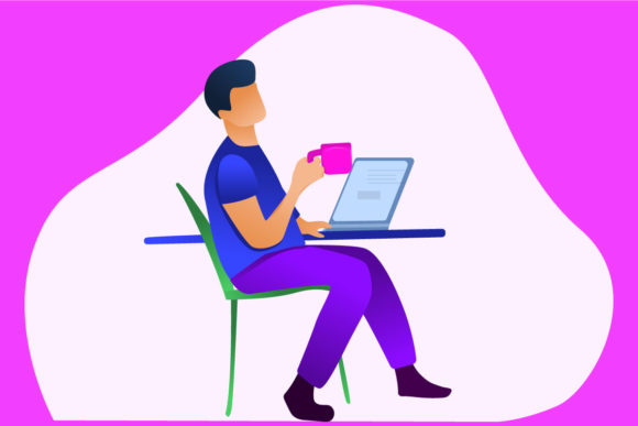 Boy Holding a Cup Illustration