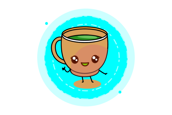 Coffee Cup Cartoon Kawaii Circle Bubble