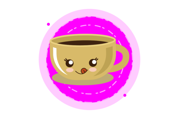 Coffee Cup Smile Kawaii Circle Bubble