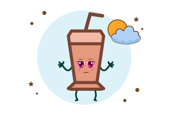 Coffee Cup Smile Kawaii Circle Cloud