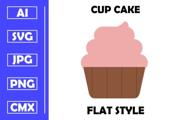 Cup Cake Vector Flat Icon Design