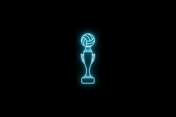 Cup Volleyball Sport Icon Neon