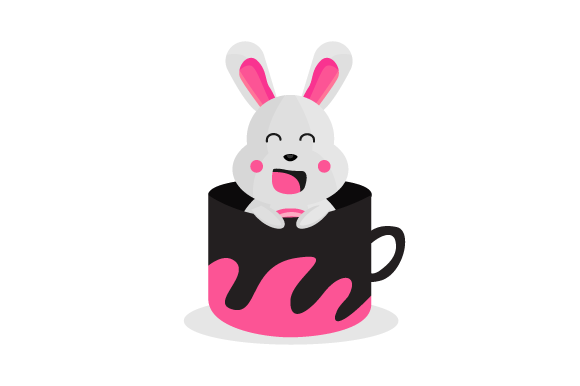 Cute Animal Bunny Character Inside Cup