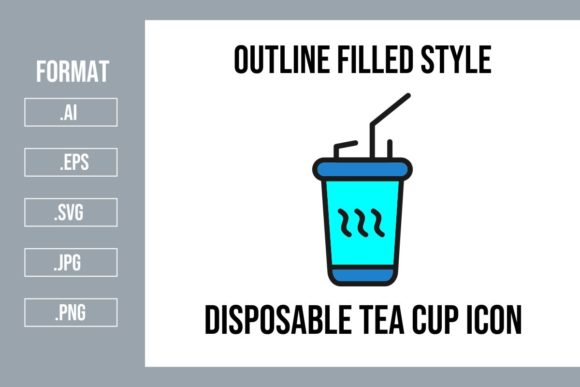 Disposable Tea Cup Outline Filled Icon