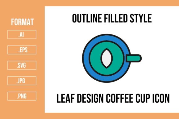 Leaf Coffee Cup Outline Filled Icon