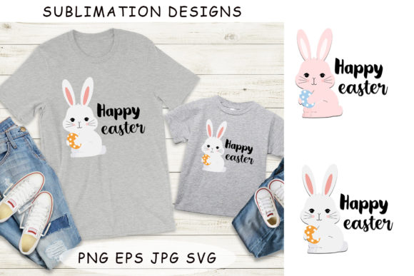 Sublimation Designs.Happy Easter Bunny